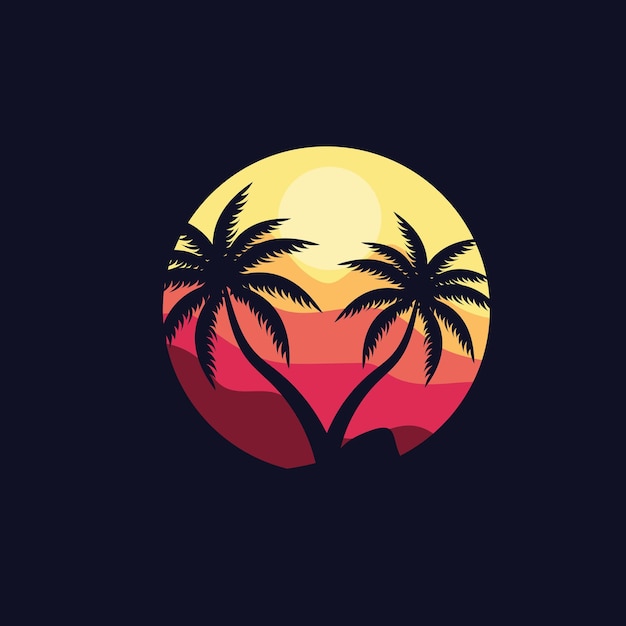 Coconut tree logo design beach plant vector palm tree summer illustration template