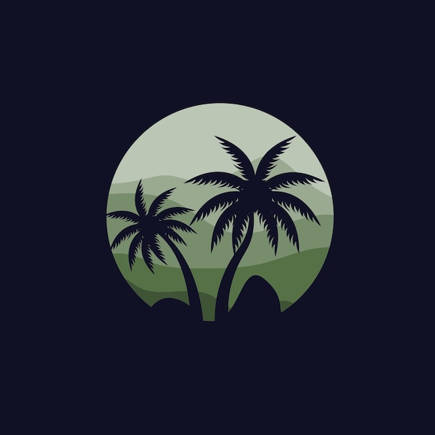 Coconut Tree Logo Design Beach Plant Vector Palm Tree Summer Illustration Template