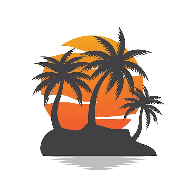 Coconut Tree Logo Design Beach Plant Vector Palm Tree Summer Illustration Template