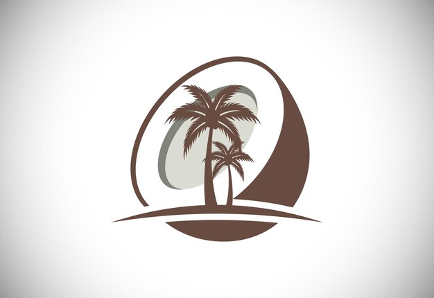 Coconut tree logo design Nature product coconut oil emblem