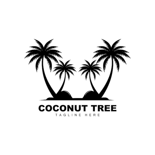 Coconut tree logo ocean tree vector design for templates product branding beach tourism object logo