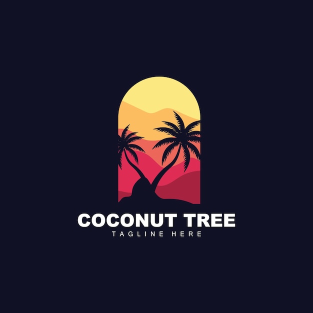 Coconut Tree Logo Ocean Tree Vector Design For Templates Product Branding Beach Tourism Object Logo