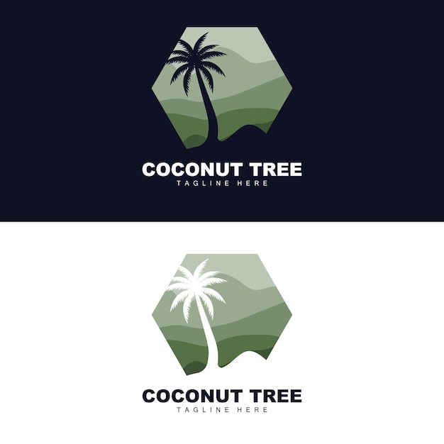 ココナッツ ツリーのロゴ オーシャン ツリー ベクター デザイン テンプレートの製品ブランディング ビーチ観光オブジェクト ロゴ