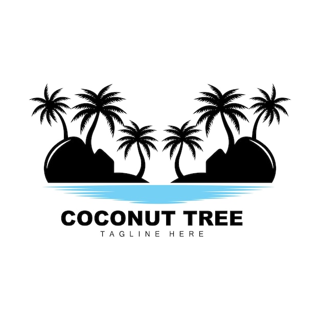 Vector coconut tree logo ocean tree vector design for templates product branding beach tourism object logo