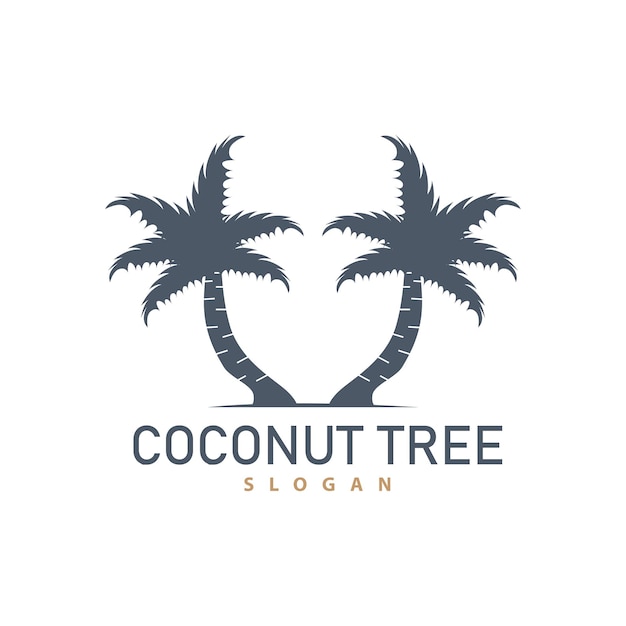 Coconut Tree Logo Palm Tree Plant Vector Simple Icon Silhouette Template Design