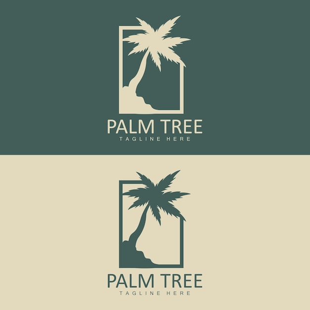 Vector coconut tree logo palm tree sunset beach vector elegant minimalist simple design symbol template icon
