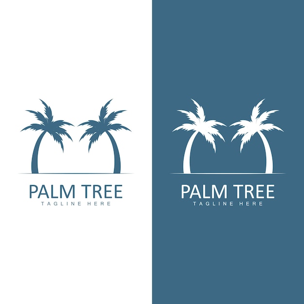 Coconut tree logo palm tree sunset beach vector elegant minimalist simple design symbol template icon