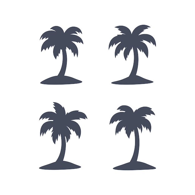 Coconut tree logo set coconut tree silhouette