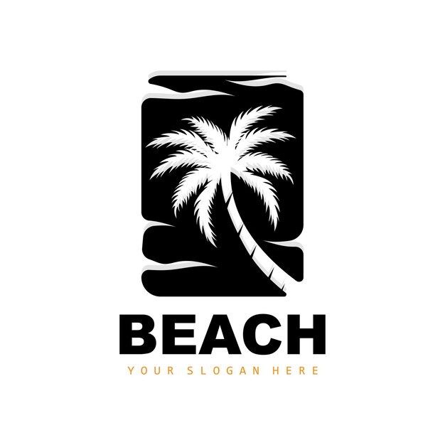 Coconut Tree Logo With Beach Atmosphere Beach Plant Vector Sunset View Design