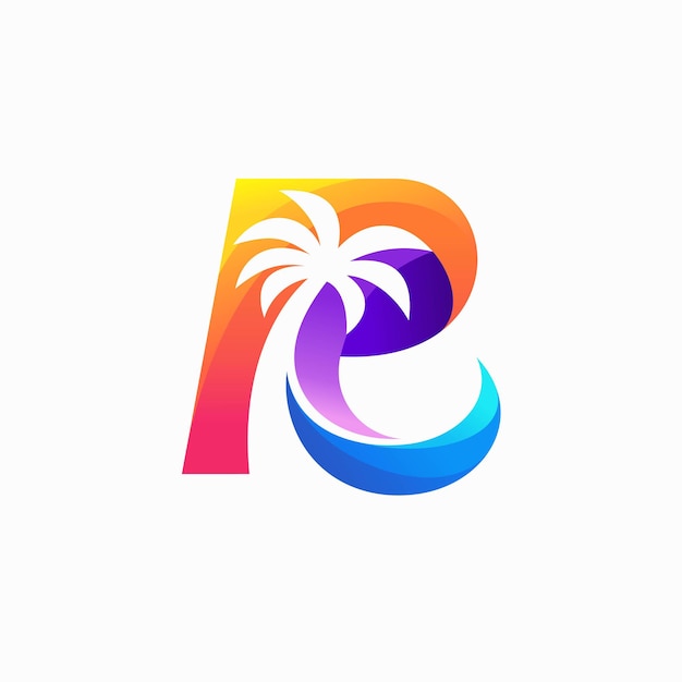 Coconut tree logo with letter r concept