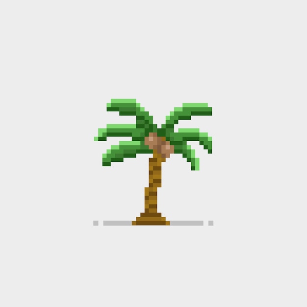 Vector coconut tree in pixel art style