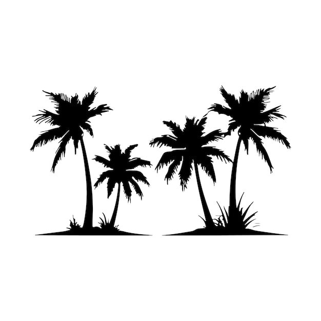 Vettore vetore della silhouette dell'albero di cocco