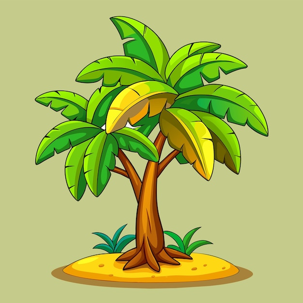 coconut tree with ripe leaves 3d vector illustration