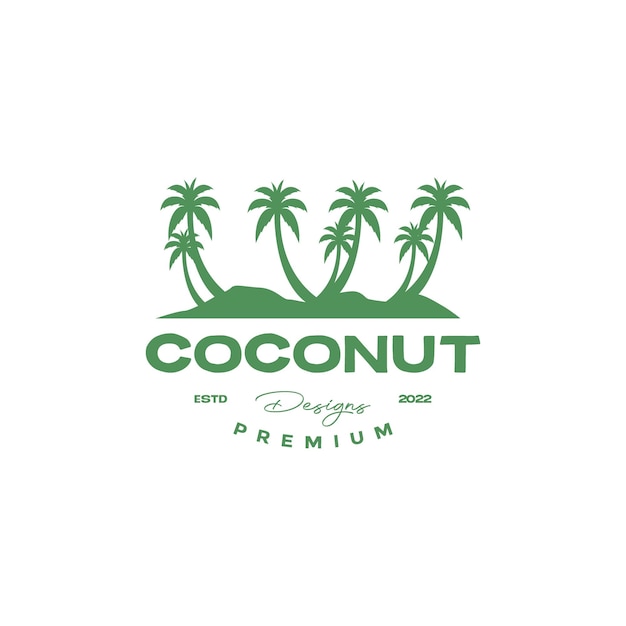 Premium Vector | Coconut trees field agriculture green farm vintage ...