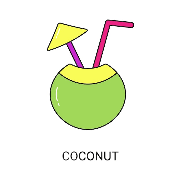 Coconut Umbrella and Straw Icon