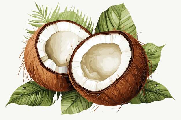 Coconut vector art illustration of isolated coconut on the white background vast quality