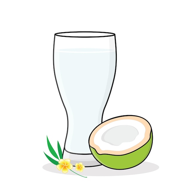 Coconut water cartoon vector design illustration