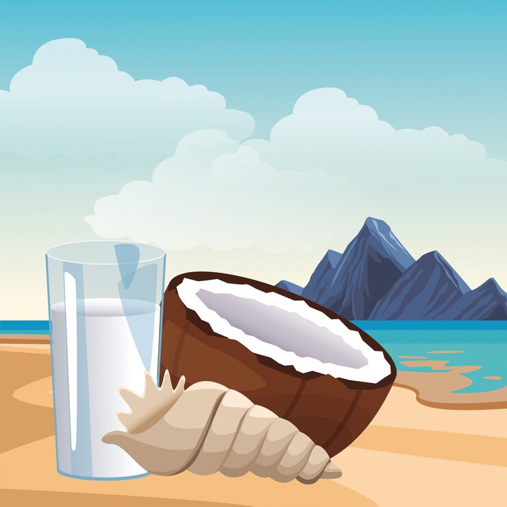 Vector coconut water seashell