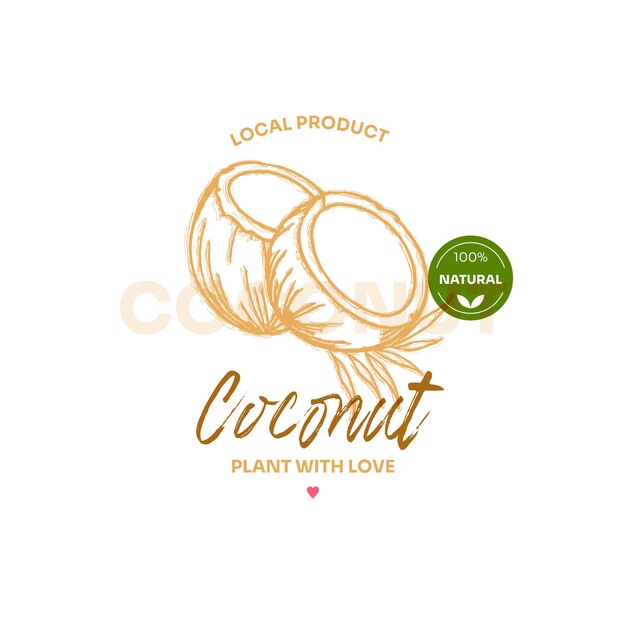 Vector coconuts organic agriculture logo template