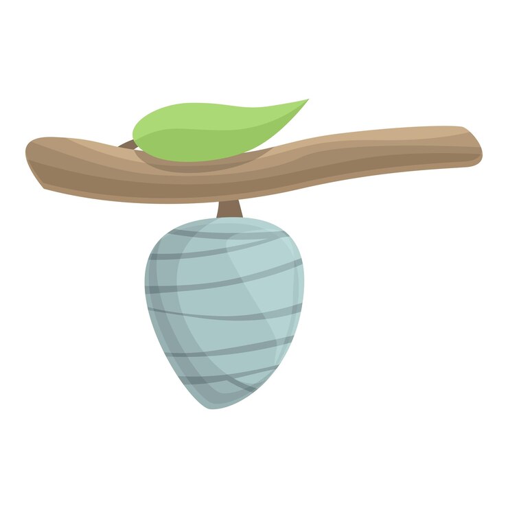 Vector cocoon icon cartoon vector natural silk larva insect