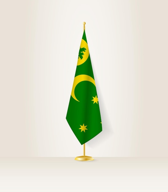 Cocos Islands flag on a flag stand