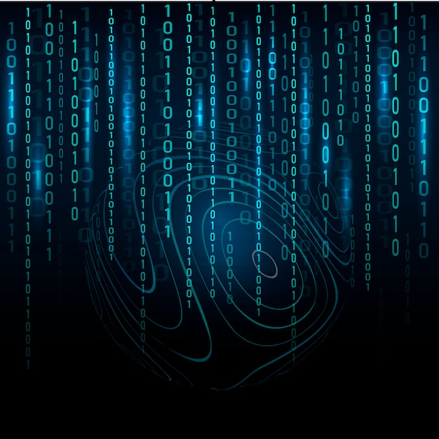 the code of the background matrix falling from the top vector particle pattern data transfer
