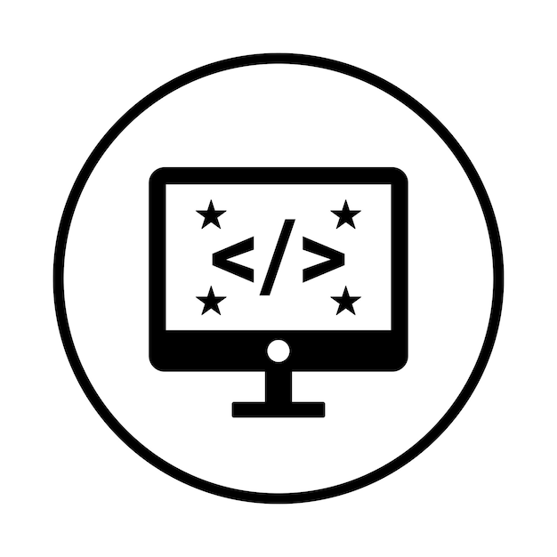 code coding programming icon black vector graphics
