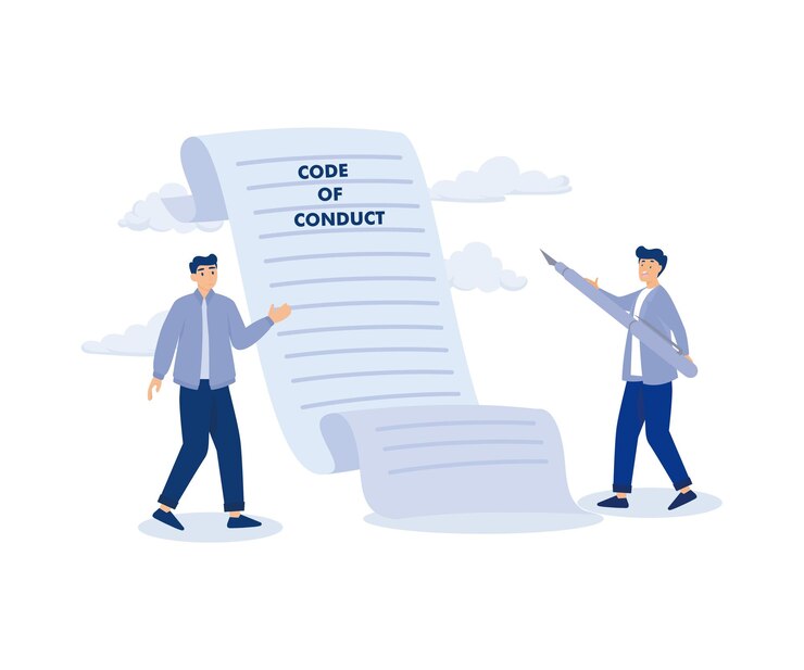 Vector code of conductcompliance document or company standard conceptmodern flat vector illustration