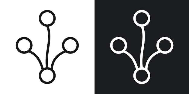 Code Fork vector icoon ingesteld in zwart-wit contouren