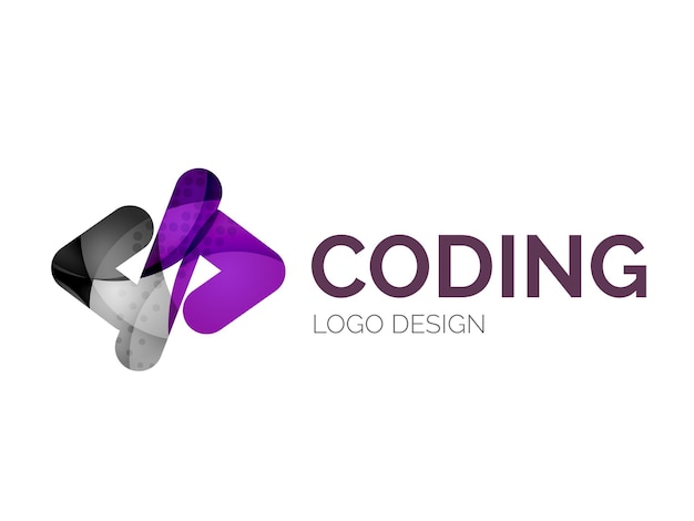 Vector code icon logo design made of color pieces