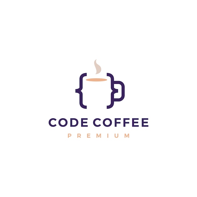 Code koffie café mok glas logo illustratie