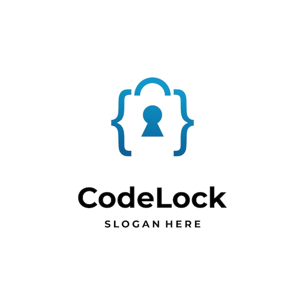 code lock logo design on isolated background code with padlock logo icon template