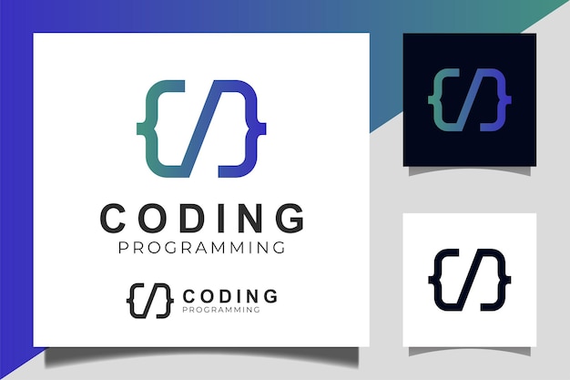 Vector code logo sjabloon gradiënt ontwerp pictogram vector voor het coderen en programmeren van logo-ontwerp