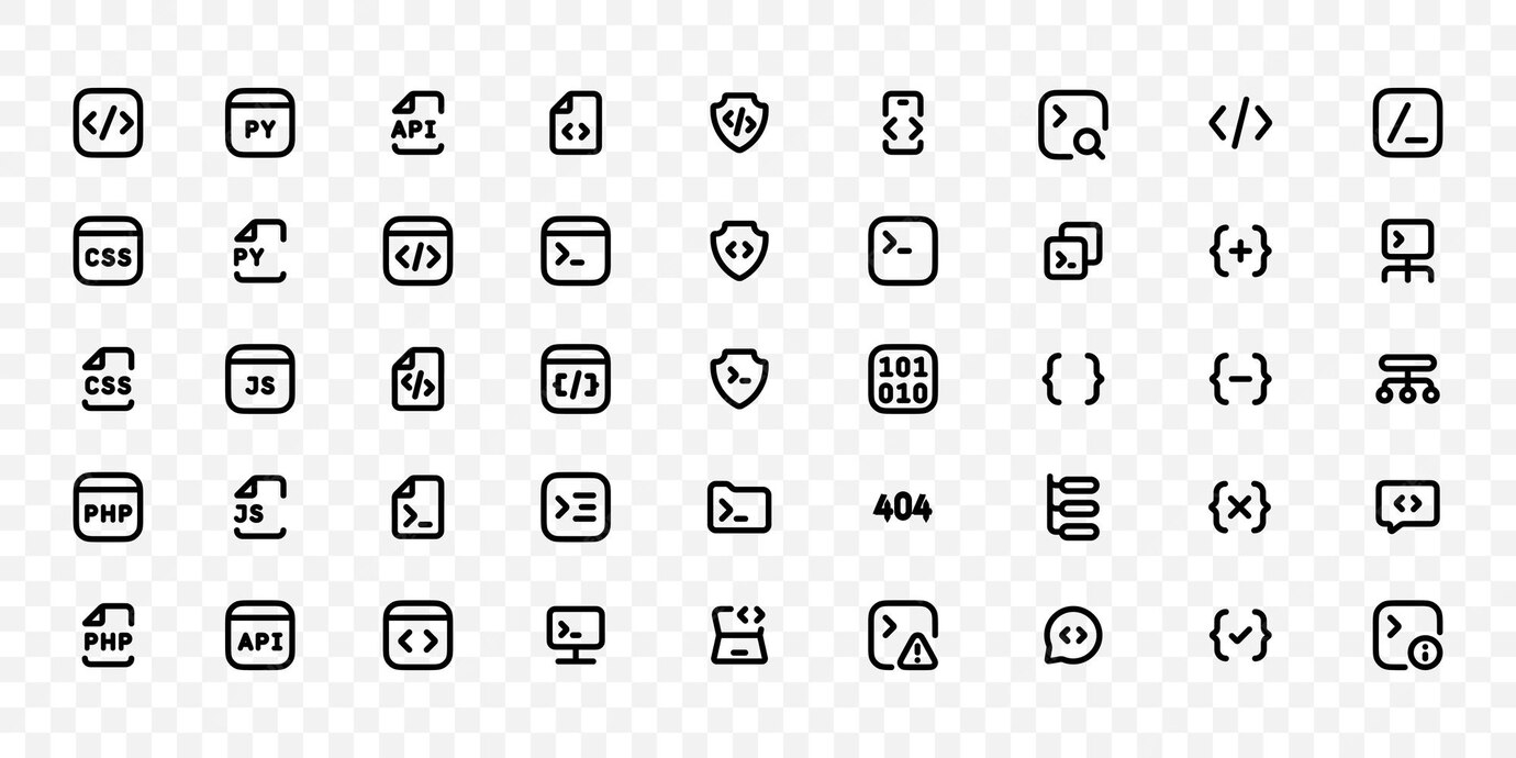 Premium Vector | Code Programming icons programming languages symbols ...