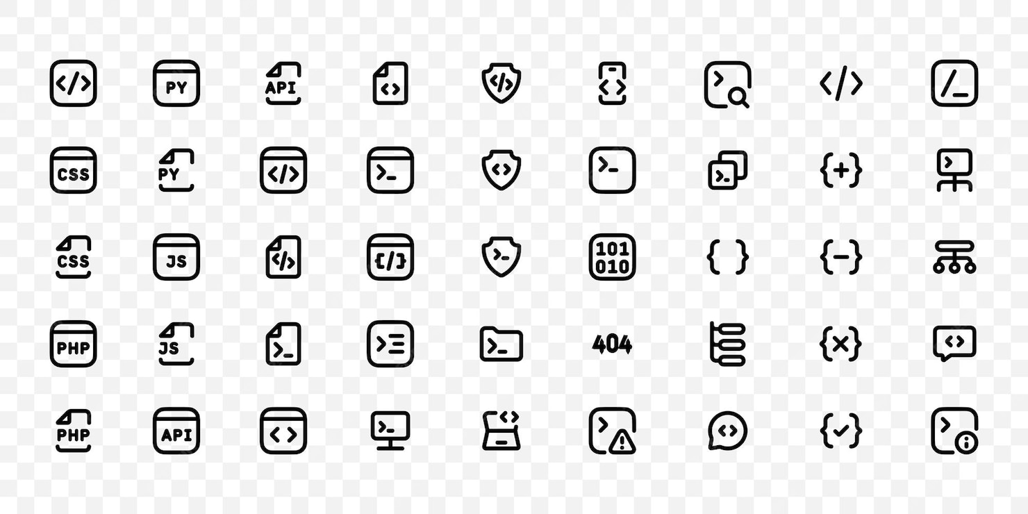 Premium Vector | Code Programming icons programming languages symbols ...