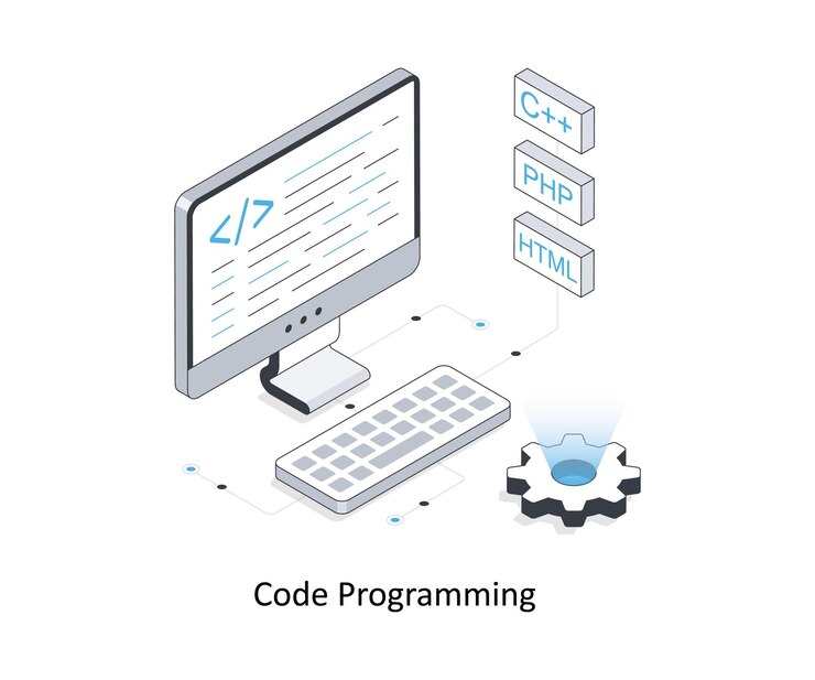 Vector code programming isometric stock illustration eps file stock illustration