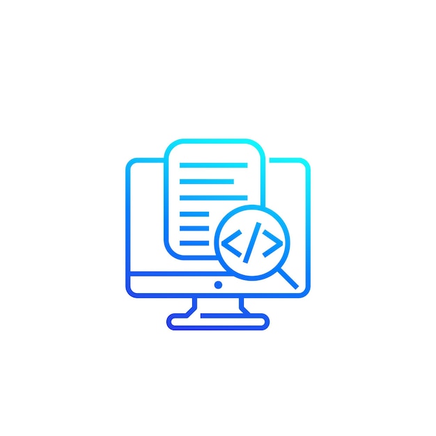 Vector code review icon, linear vector