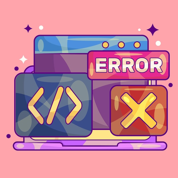 Coderingsscript met Error Mark Concept Vector