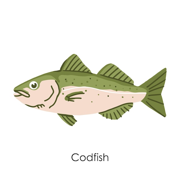 Vector codfish edible salt water fish element