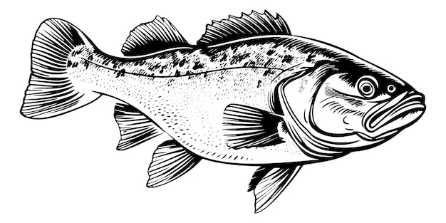 codfish vintage engraving drawing vector illustration