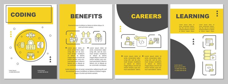 Vector coding career yellow brochure template