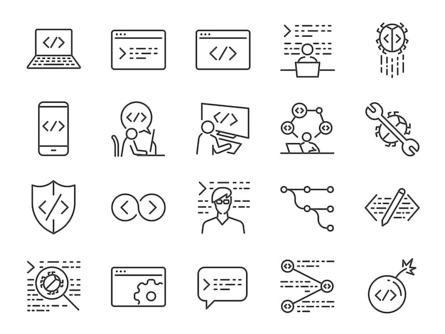 Coding and developer icon set.