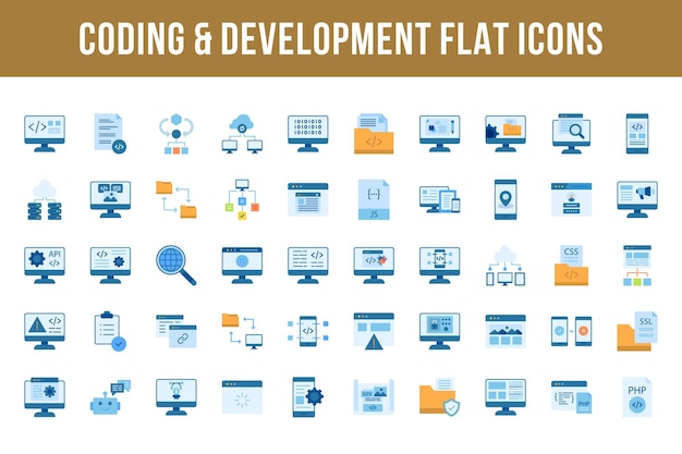 Coding and Development Flat Multicolor Icons