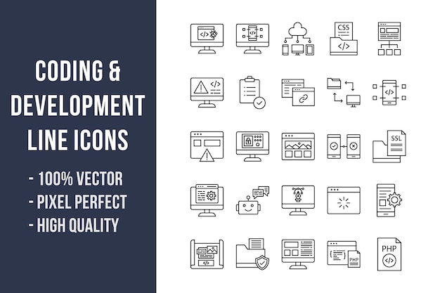 Coding and Development Line Icons