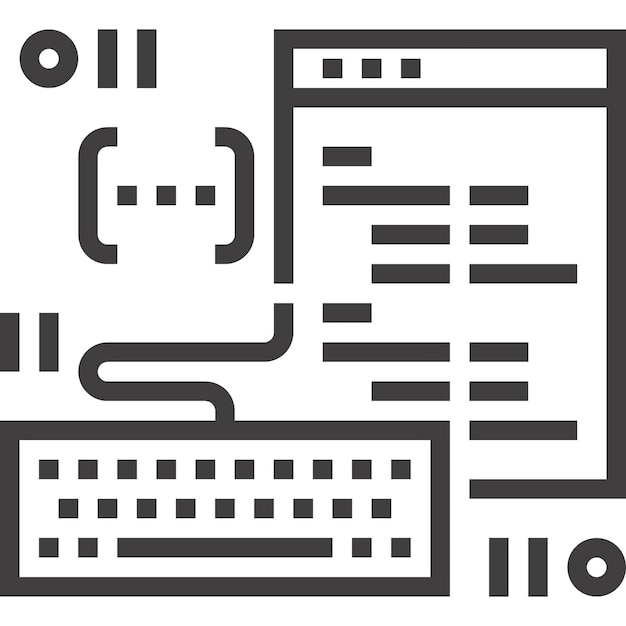 coding flat line web icon