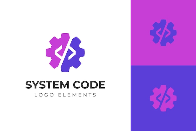 Coding Gear Logo design with Code Symbol and Cogwheel Icon for System Development programming automation system development software engineering and Software Technology