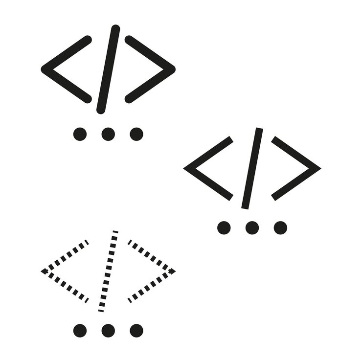 Vector coding icon set programming symbols vector developer code illustration abstract tech design