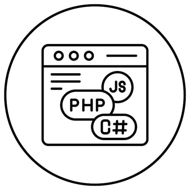 Икона векторного изображения языка кодирования может использоваться для компьютерного программирования