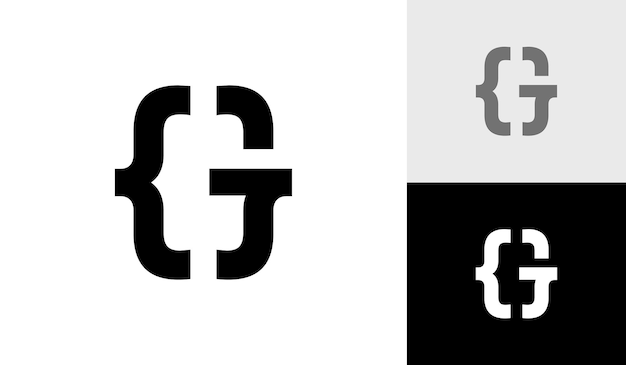 Vector coding logo design with letter g initial for programmer
