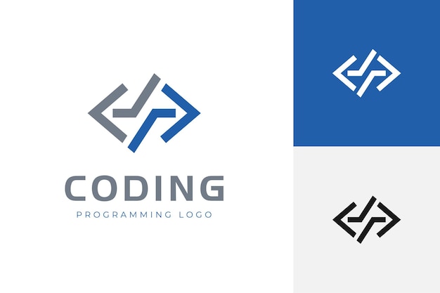 Coding logo with abstract left and right arrow concept Ideal for programming web development IT startups tech companies and software branding